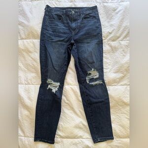 American Eagle Next Level Stretch Distressed Ripped Dark Blue Women's Jeans